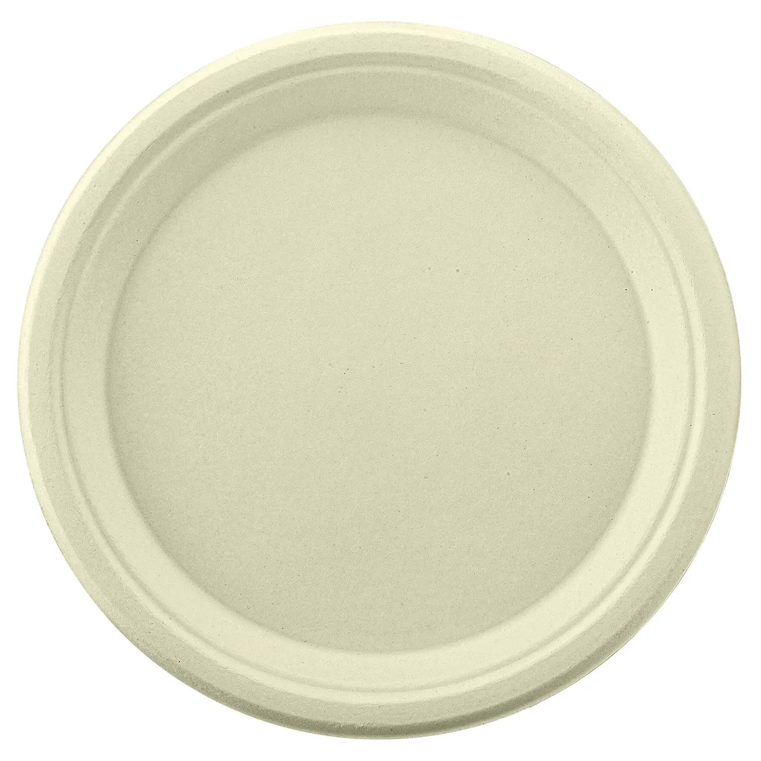 Natural Compostable  Bagasse 10-Inch Round Plates - 500/Case