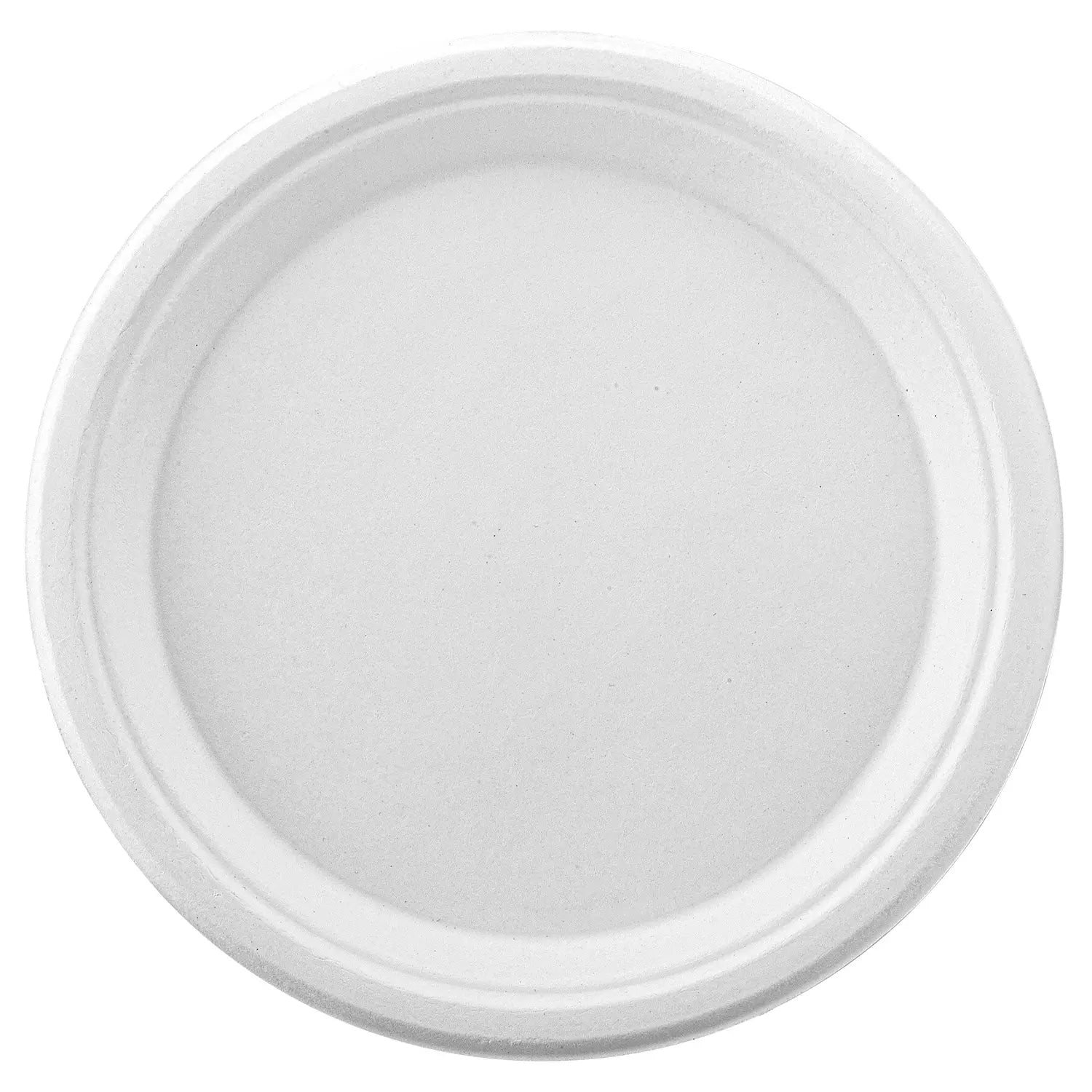 White Bagasse 10-Inch Round Plates - 500/Case