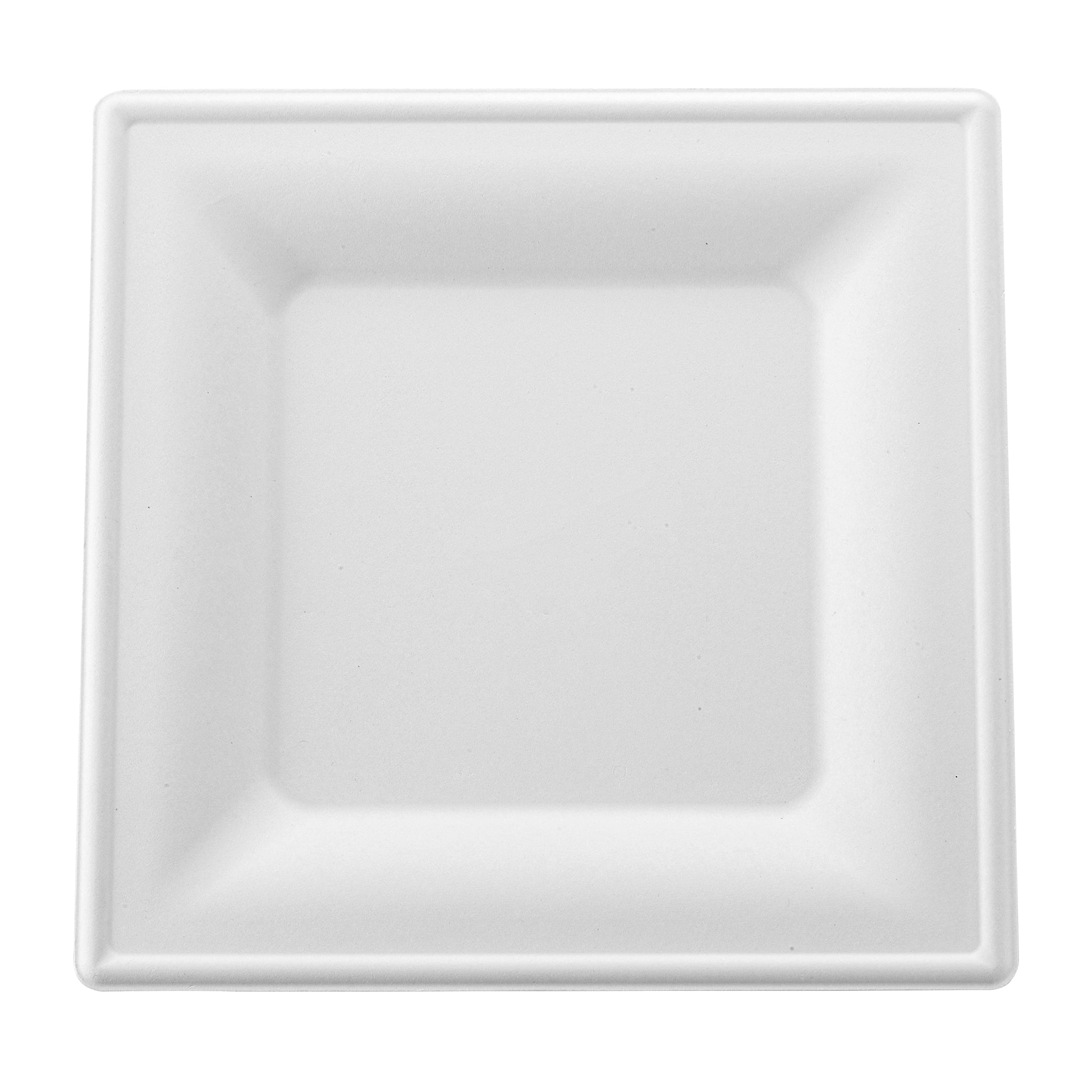 White Bagasse Eco-Friendly 10"×10" Square Plates - 500/Case