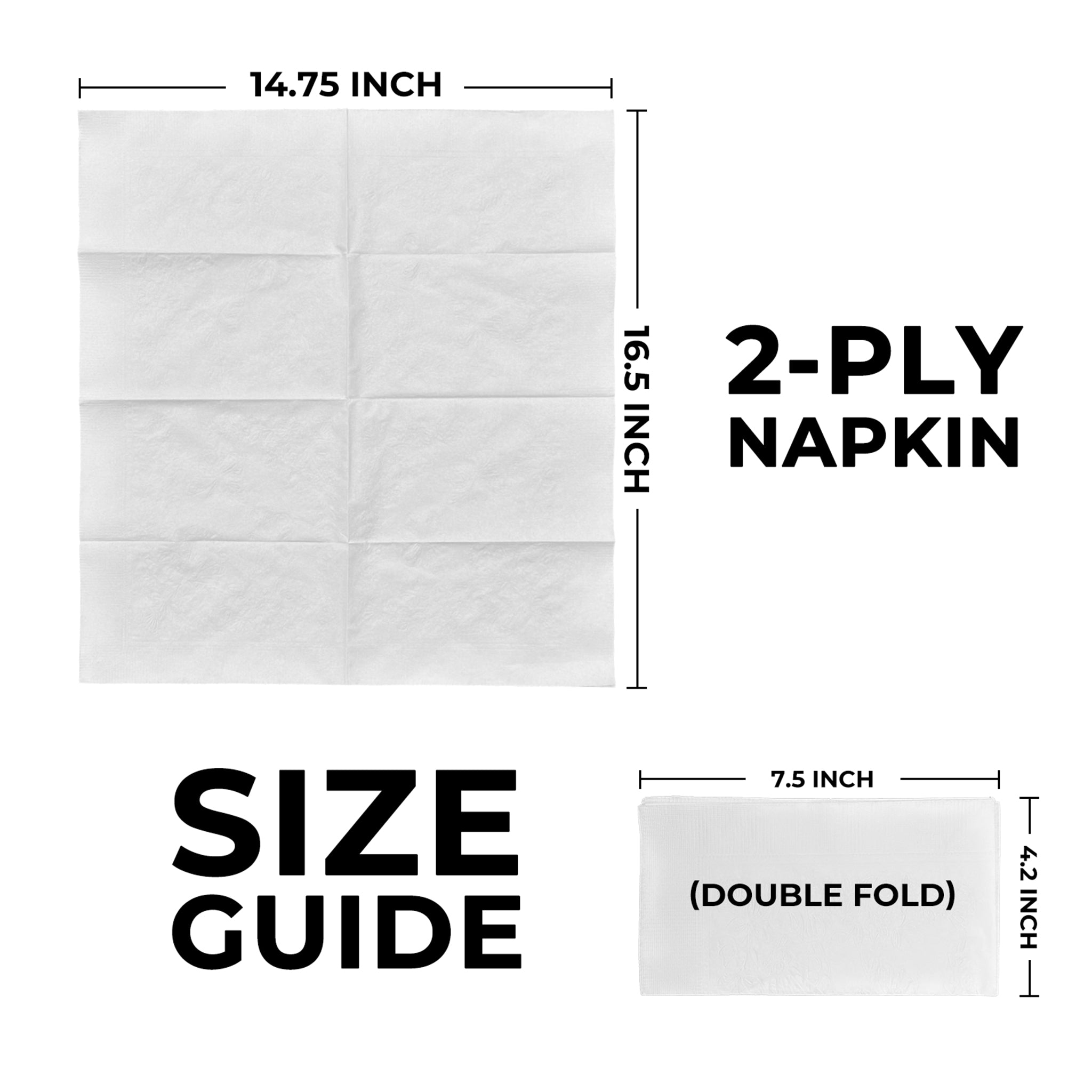 14.8" x 16.5" White 2-Ply 1/8 Fold Dinner Napkins-3,000/Case