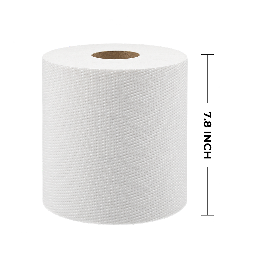 [6 Rolls] 7.8" Hardwound Roll Towels | White | 600'