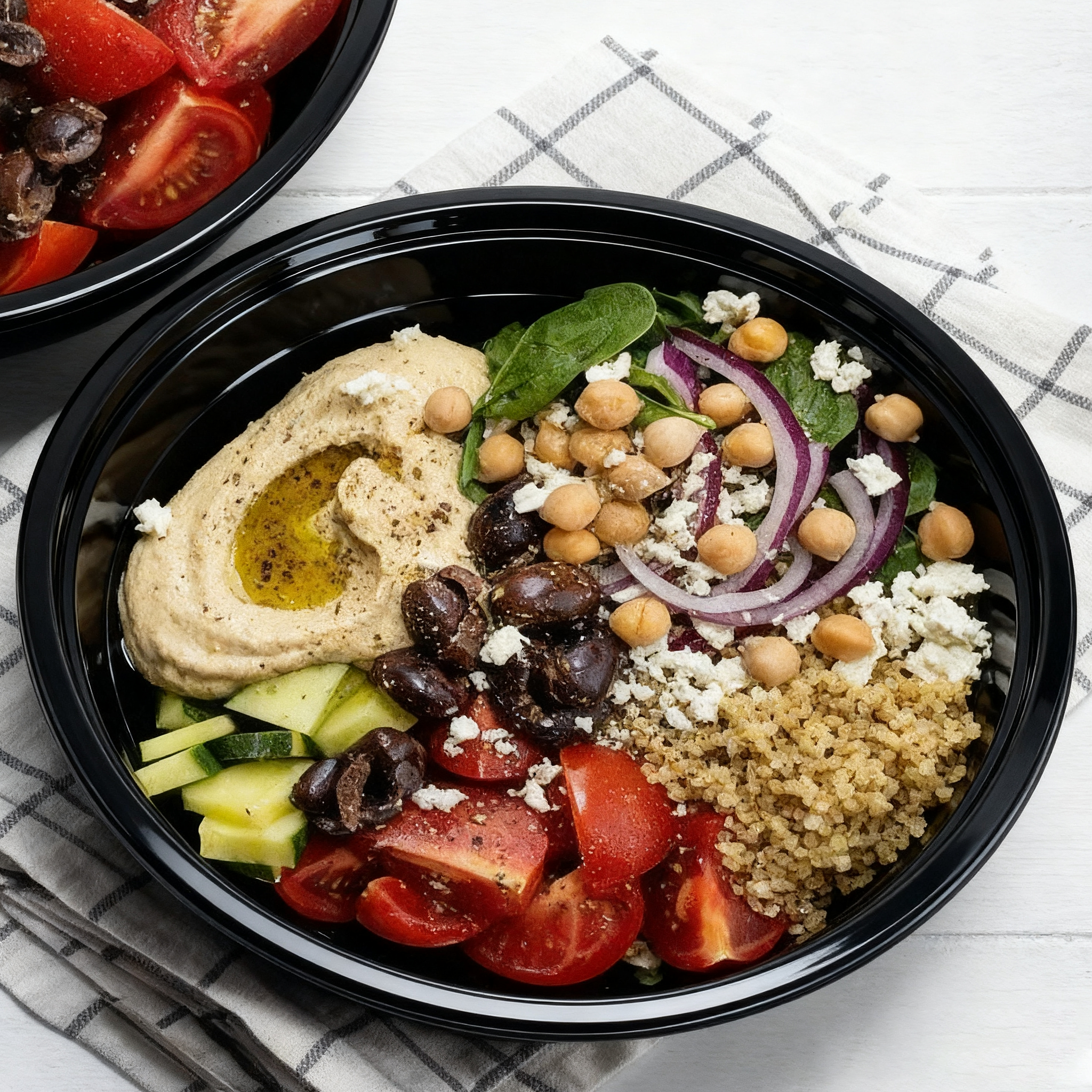 [150ct] 50 oz PP Plastic Microwaveable Bowls & Lids | Round | Black