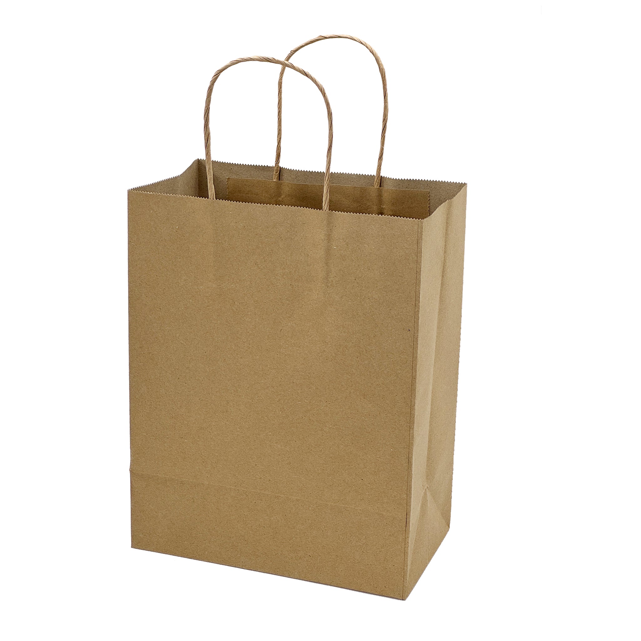 [250ct] 8" x 10"  x 4.5" Kraft Paper Shopping Bags with Handles | Natural