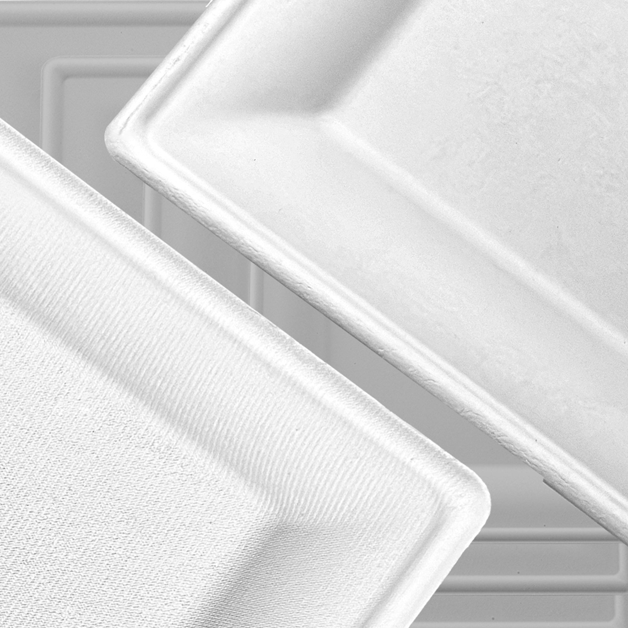 White  Bagasse Eco-Friendly  8"×8" Square Plates - 500/Case