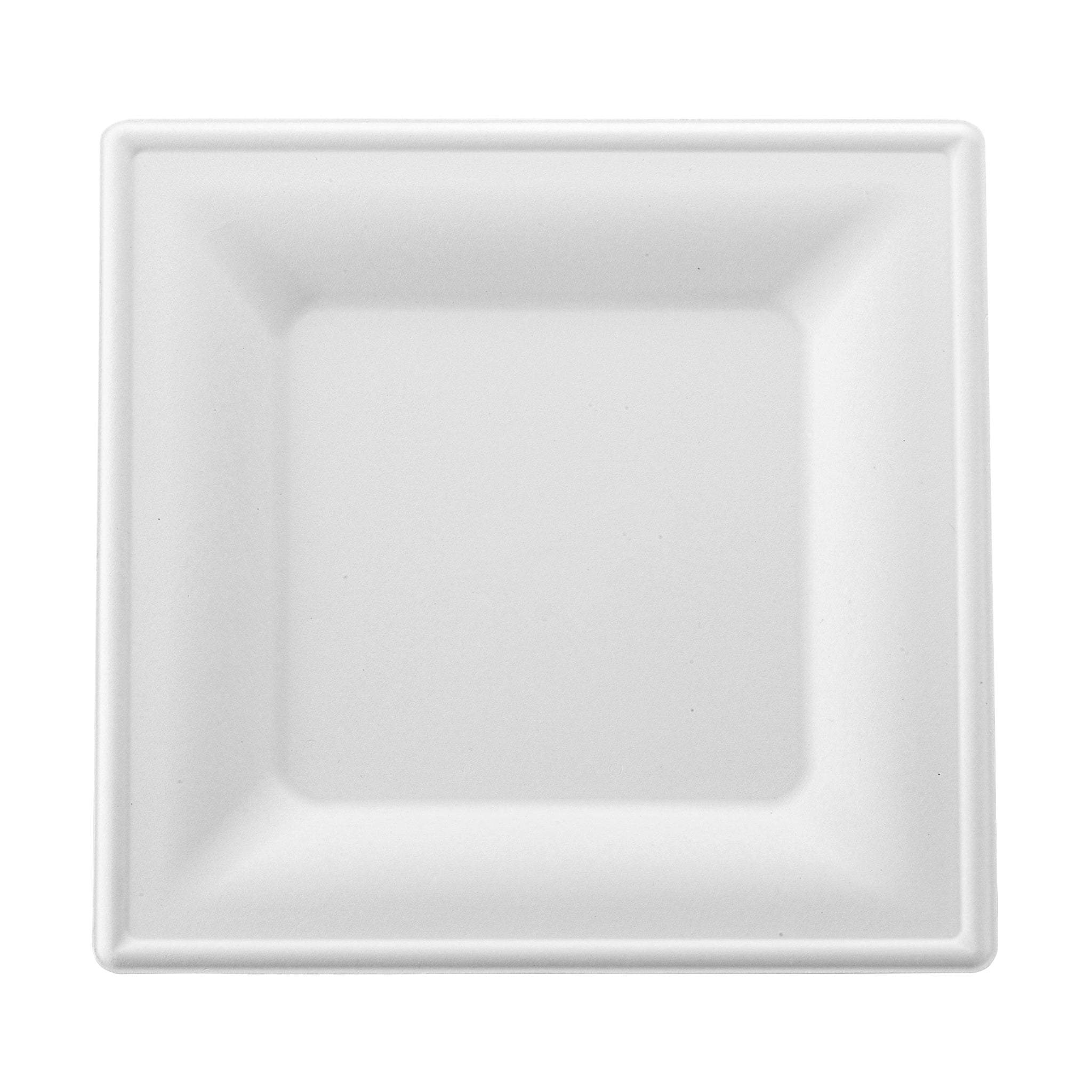 White  Bagasse Eco-Friendly  8"×8" Square Plates - 500/Case