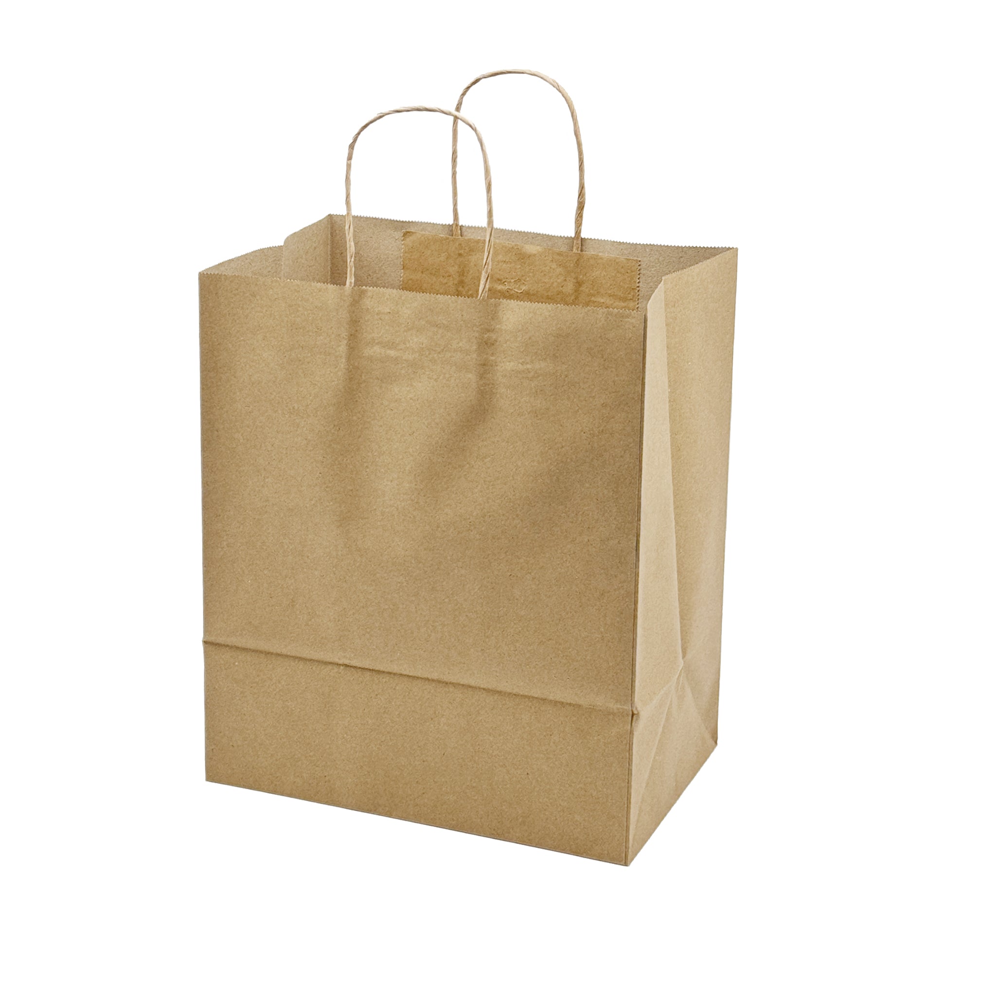 [250ct] 10" x 12"  x 6.7" Kraft Paper Shopping Bags with Handles | Natural