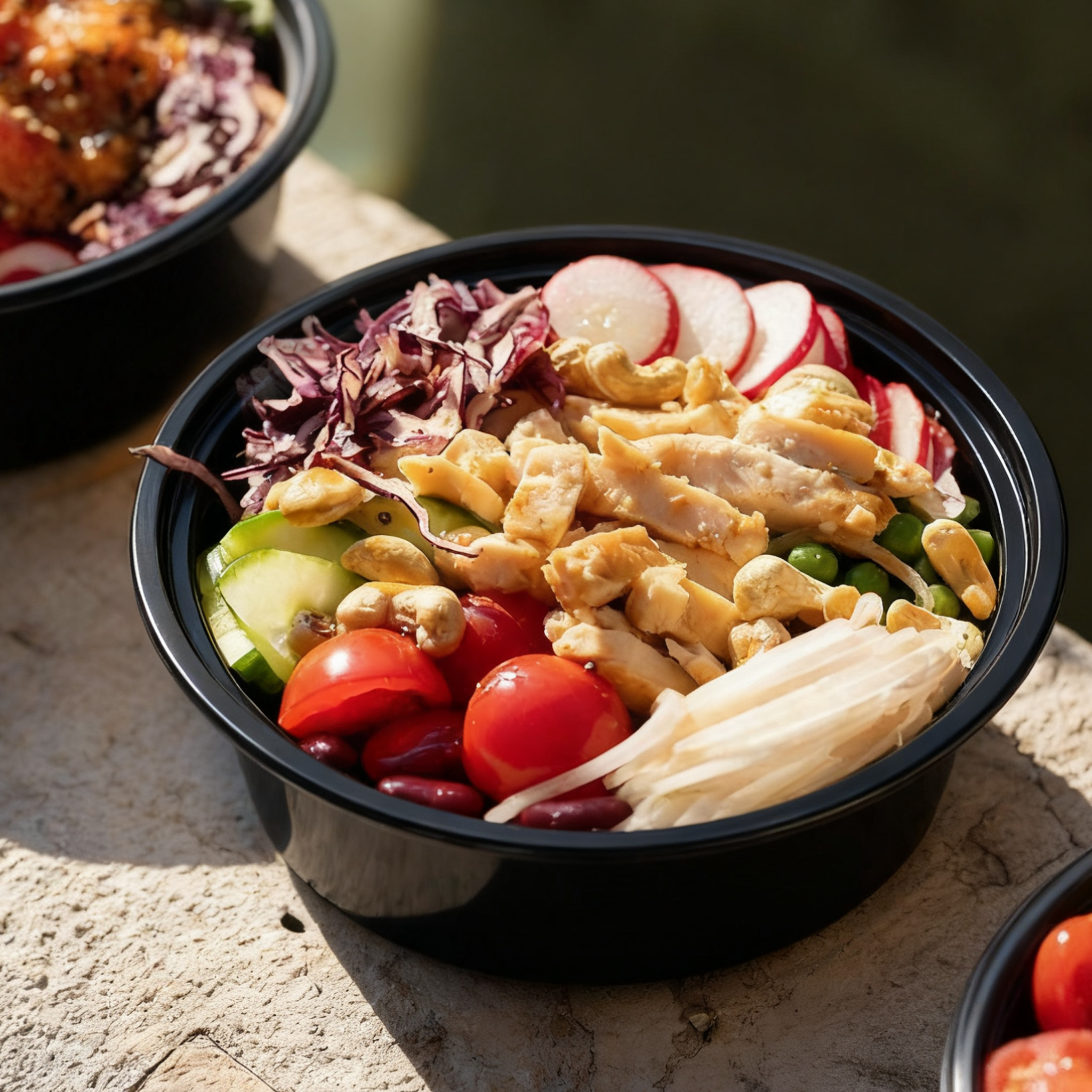 [150ct] 24 oz PP Plastic Microwaveable  Takeout Containers & Lids | Round | Black