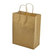 [250ct] 10" x 13 " x5" Kraft Paper Shopping Bags with Handles | Natural
