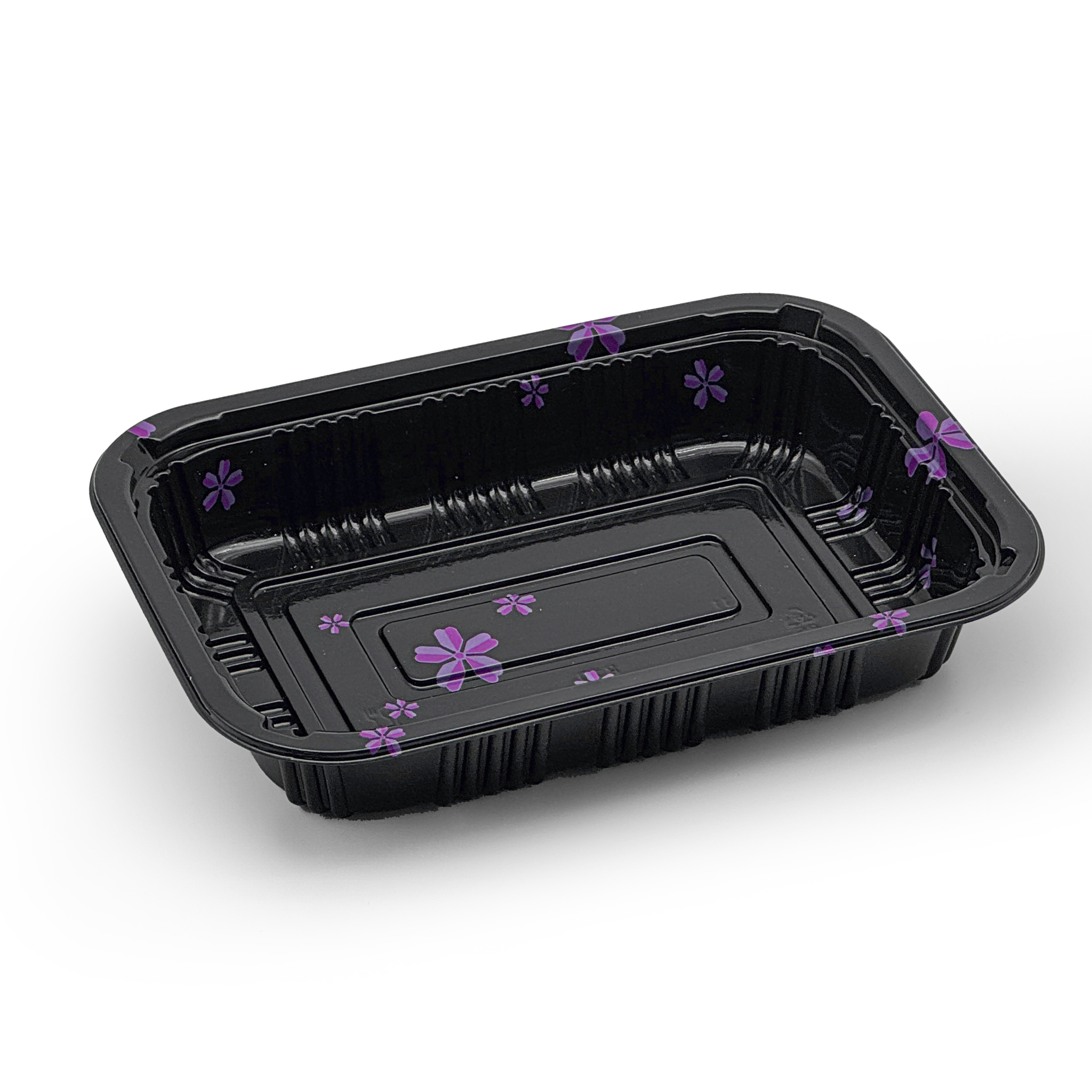 [500ct] 7 7/25" x 5 1/4" PS Plastic Rectangular Food Containers & Lids | Black