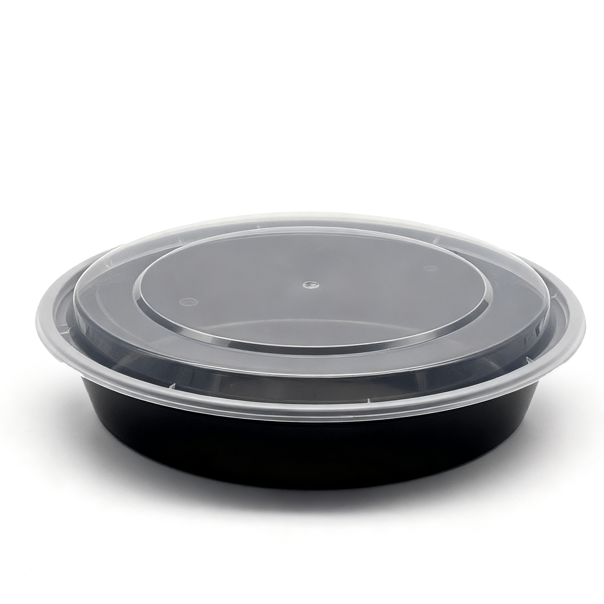 [150ct] 48 oz PP Plastic Microwaveable Takeout Containers & Lids | Round | Black