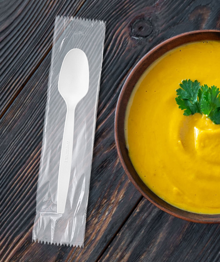 Medium Weight White PP Plastic Wrapped Tea Spoons - 1,000/Case