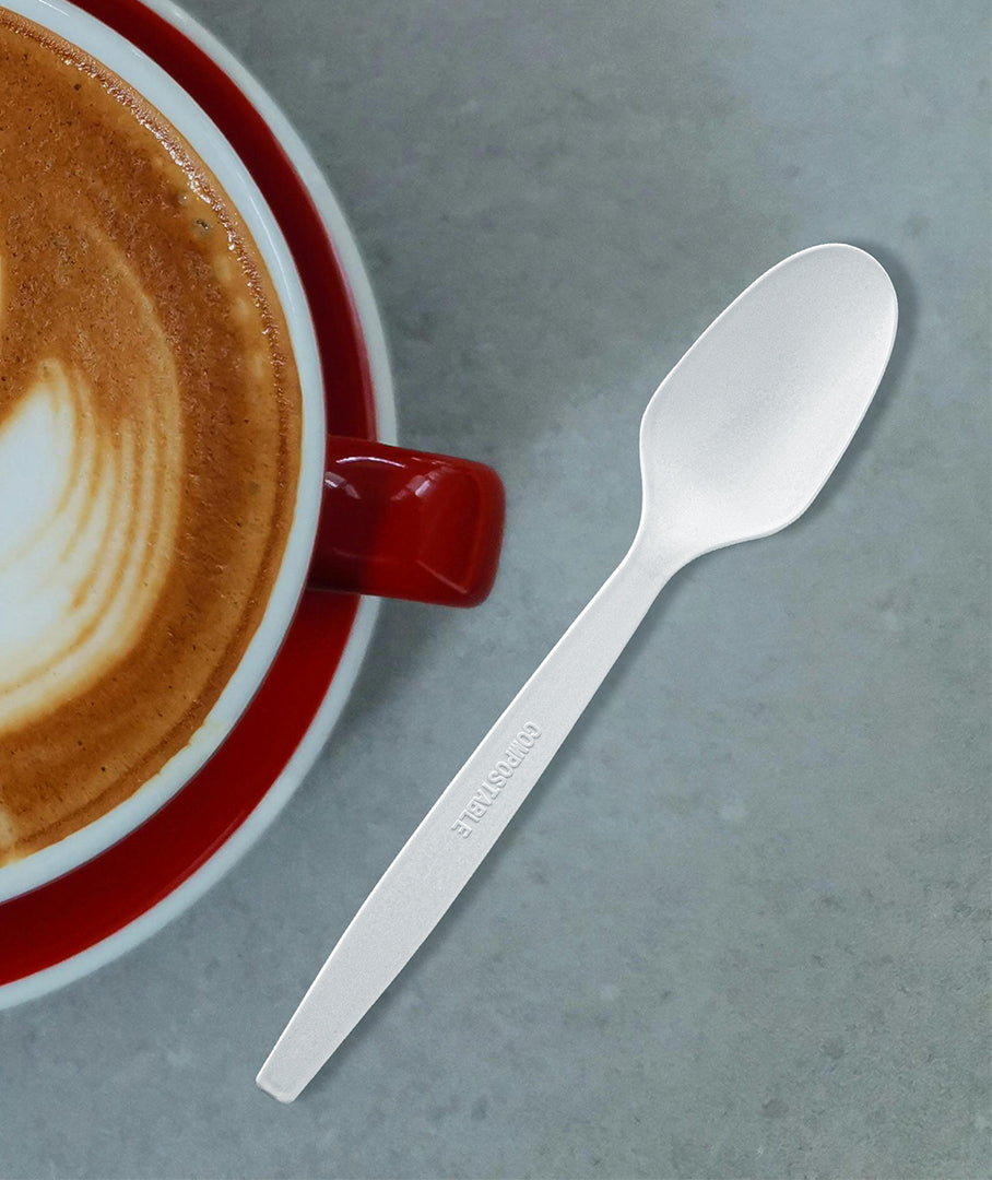 Medium Weight White PP Plastic Wrapped Tea Spoons - 1,000/Case