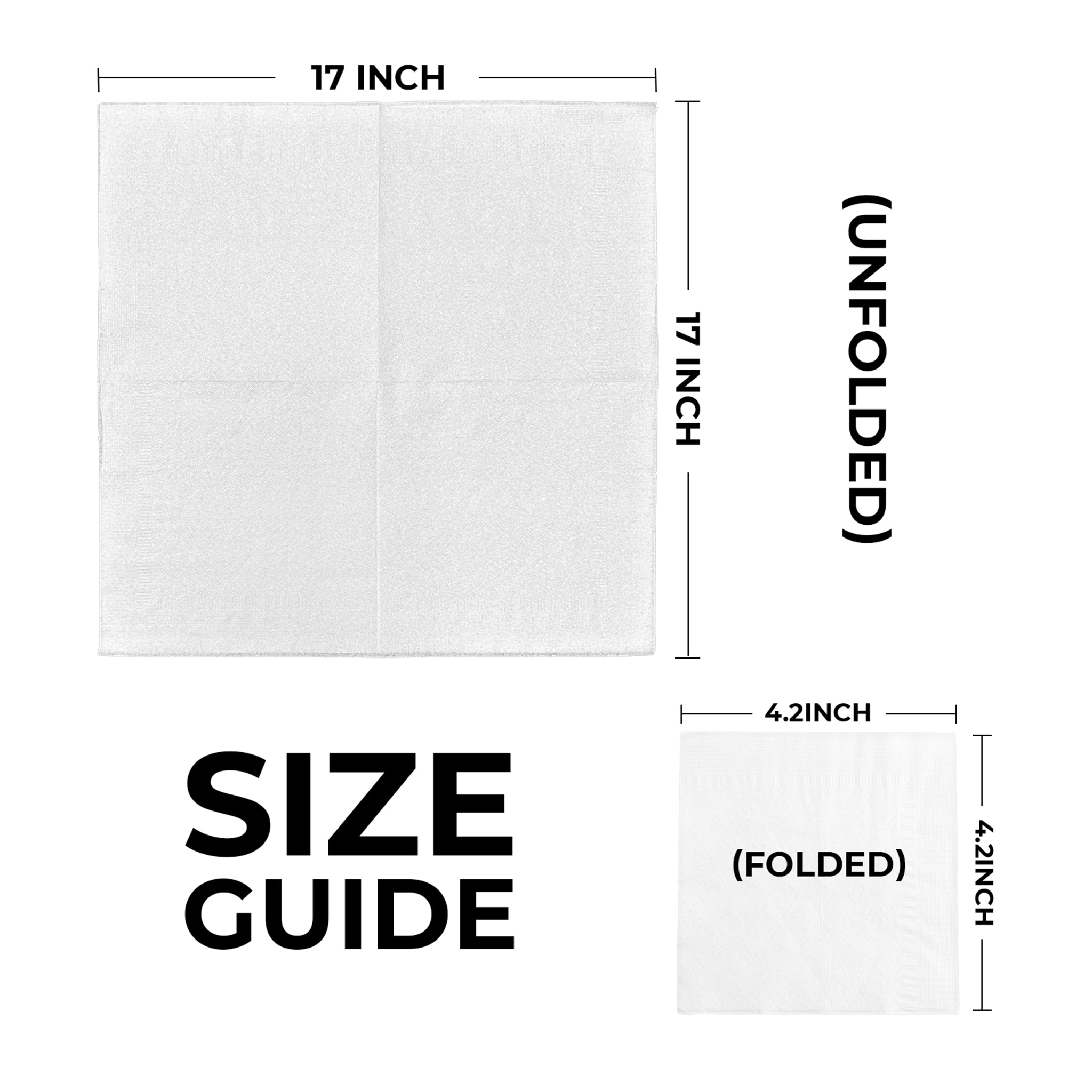 17" x 17" White 1-Ply 1/4 Fold Dinner Napkins-4,000/Case