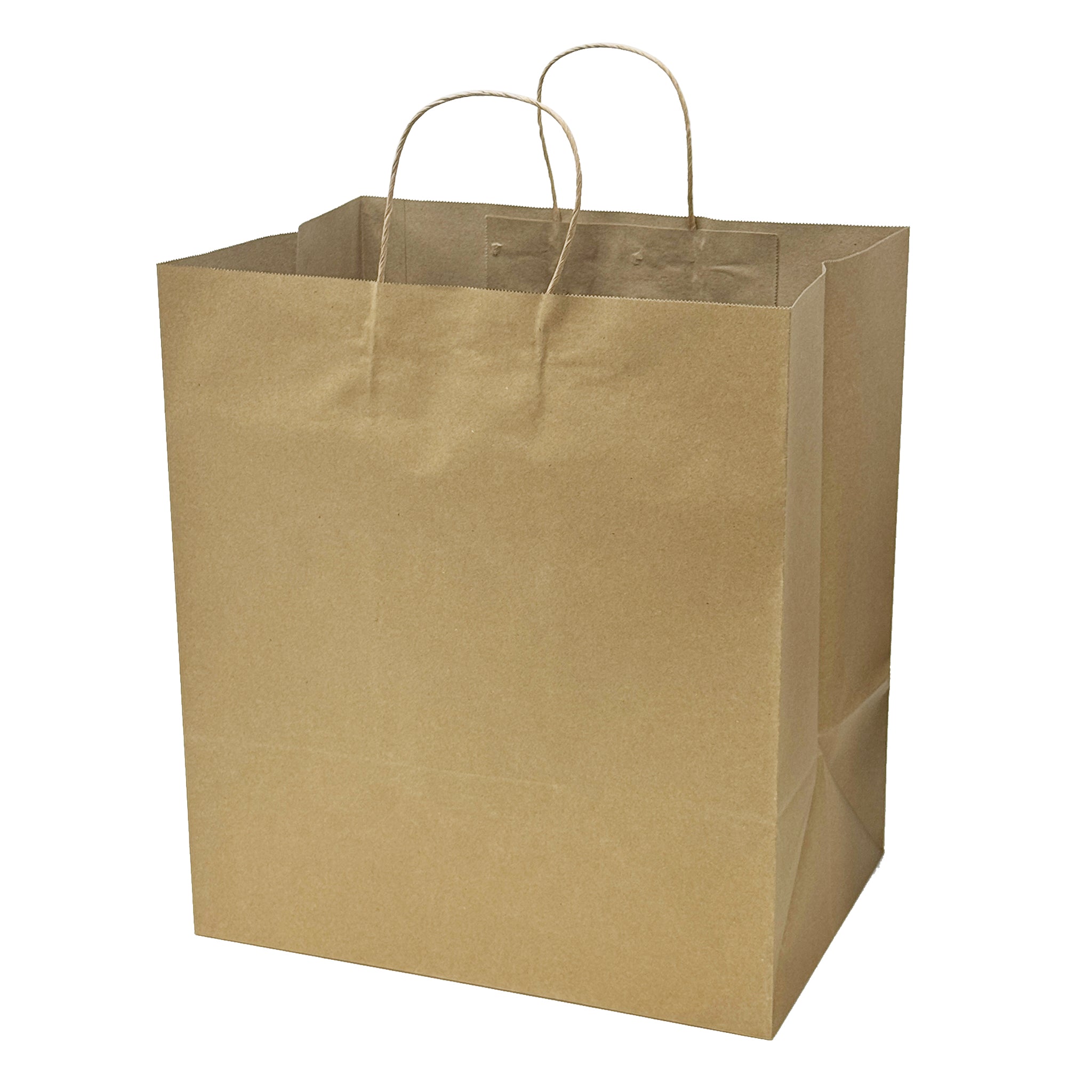 [200ct] 14" x 15.8"  x10" Kraft Paper Shopping Bags with Handles | Natural