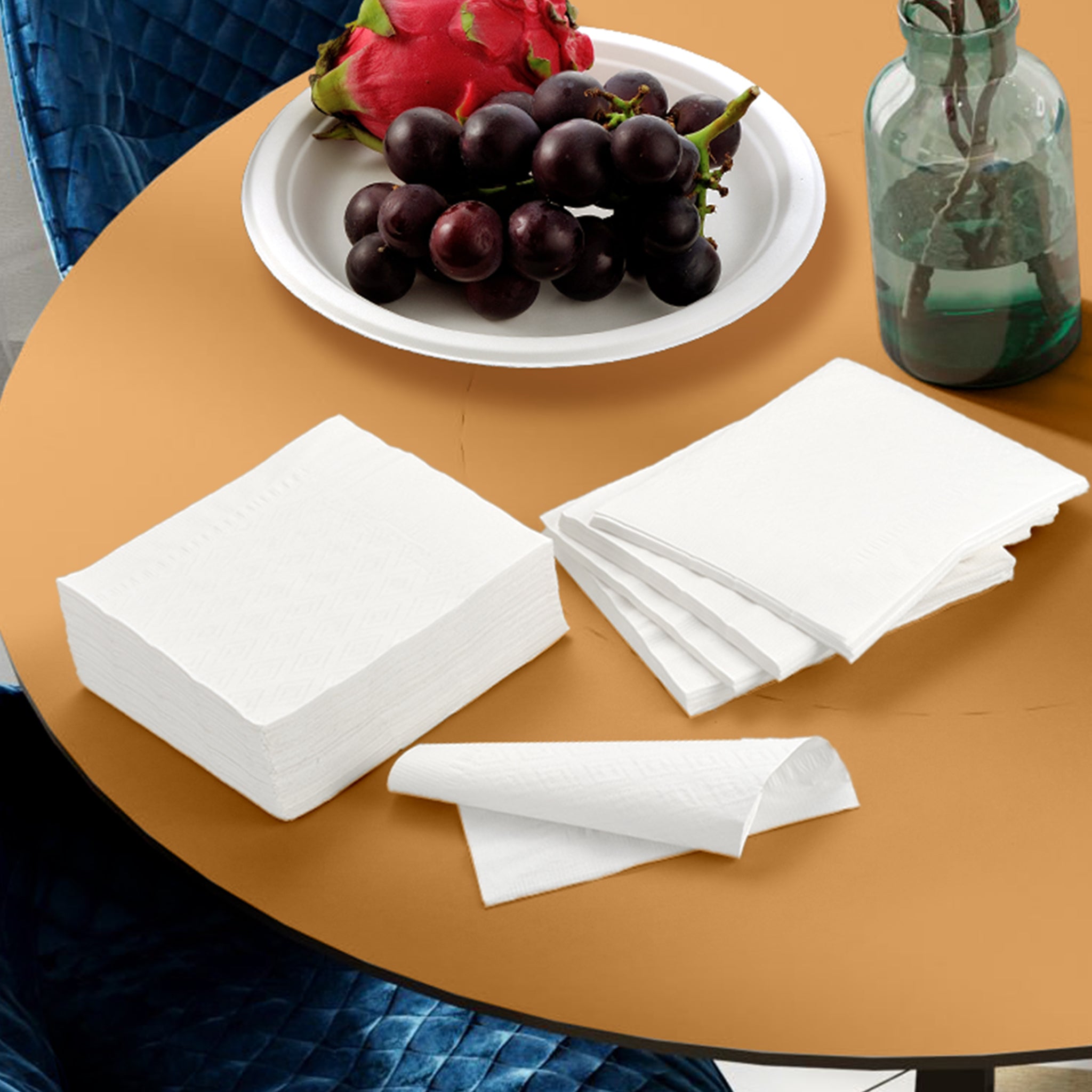 17" x 17" White 1-Ply 1/4 Fold Dinner Napkins-4,000/Case