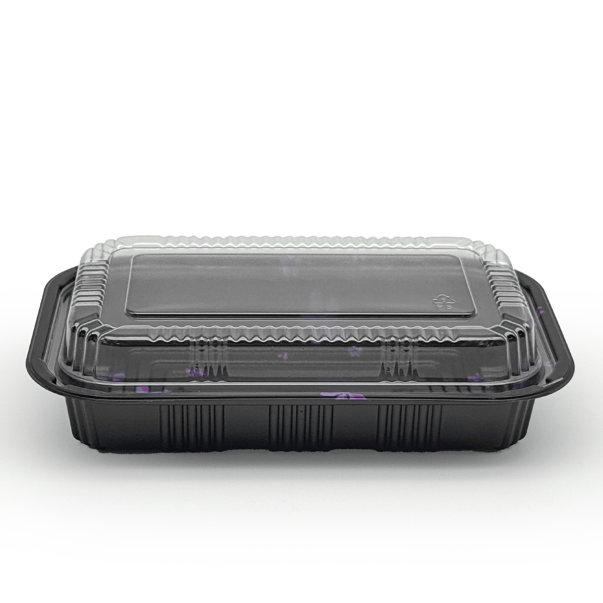 [450ct] 8 1/5" x 5 1/3" PS Plastic Rectangular Food Containers & Lids | Black