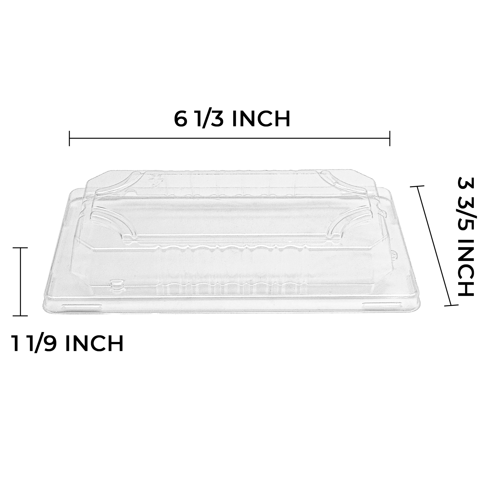 [1,500ct] PS Plastic 6 1/3" x 3 3/5" Sushi Tray Lid | Clear