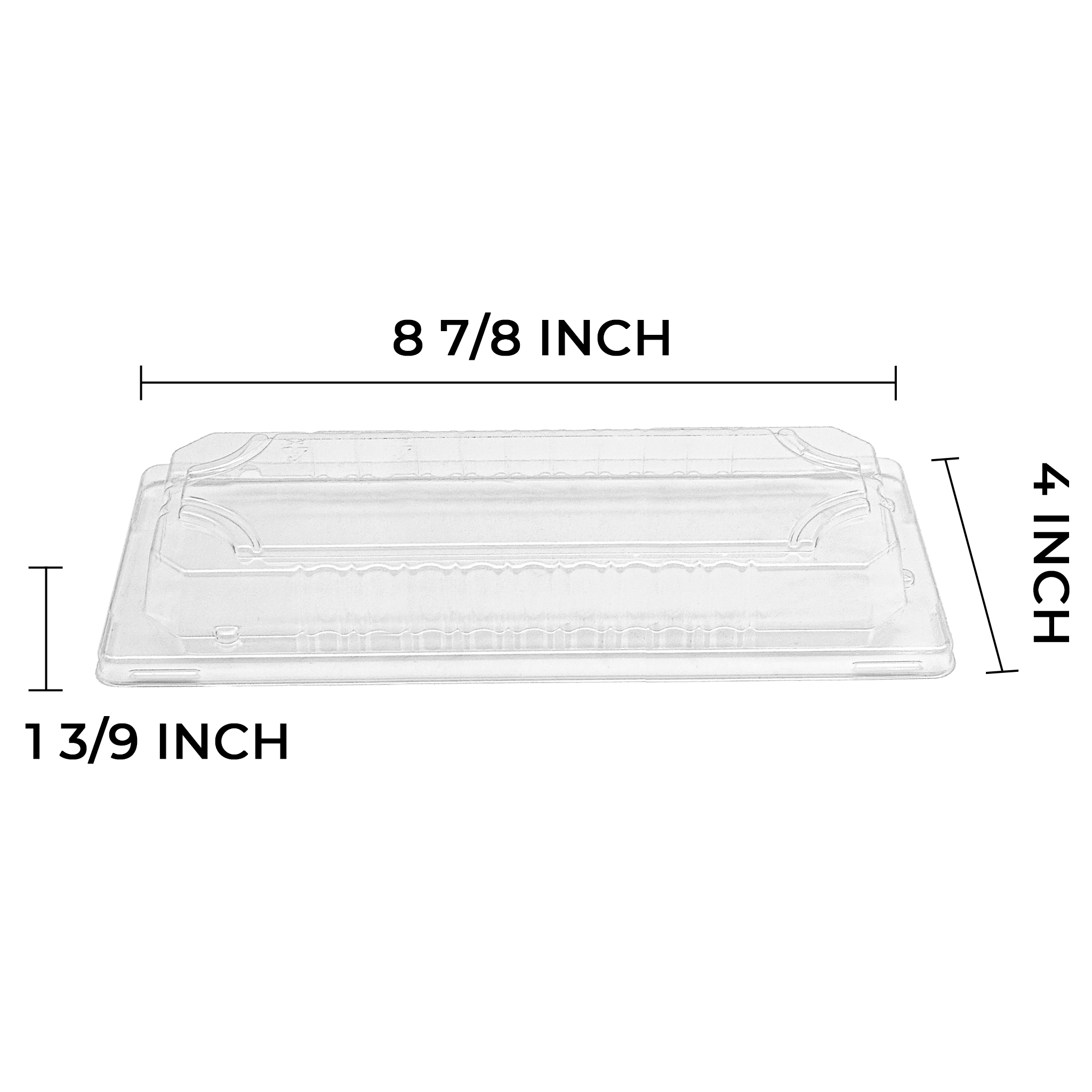 [1,400ct] PS Plastic 8 7/8" x 4" Sushi Tray Lid | Clear