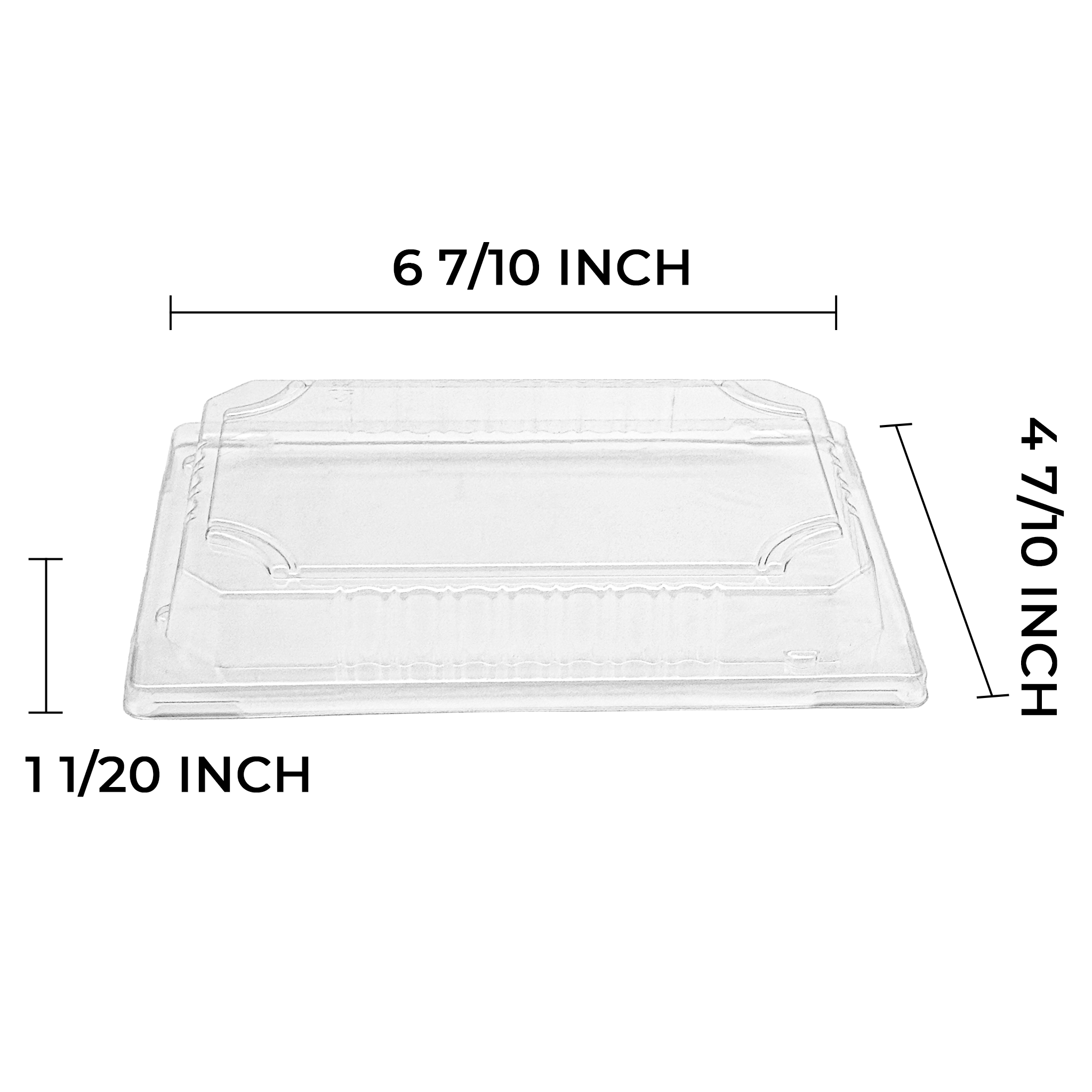 [1,500ct] PS Plastic 6 7/10" x 4 7/10" Sushi Tray Lid | Clear