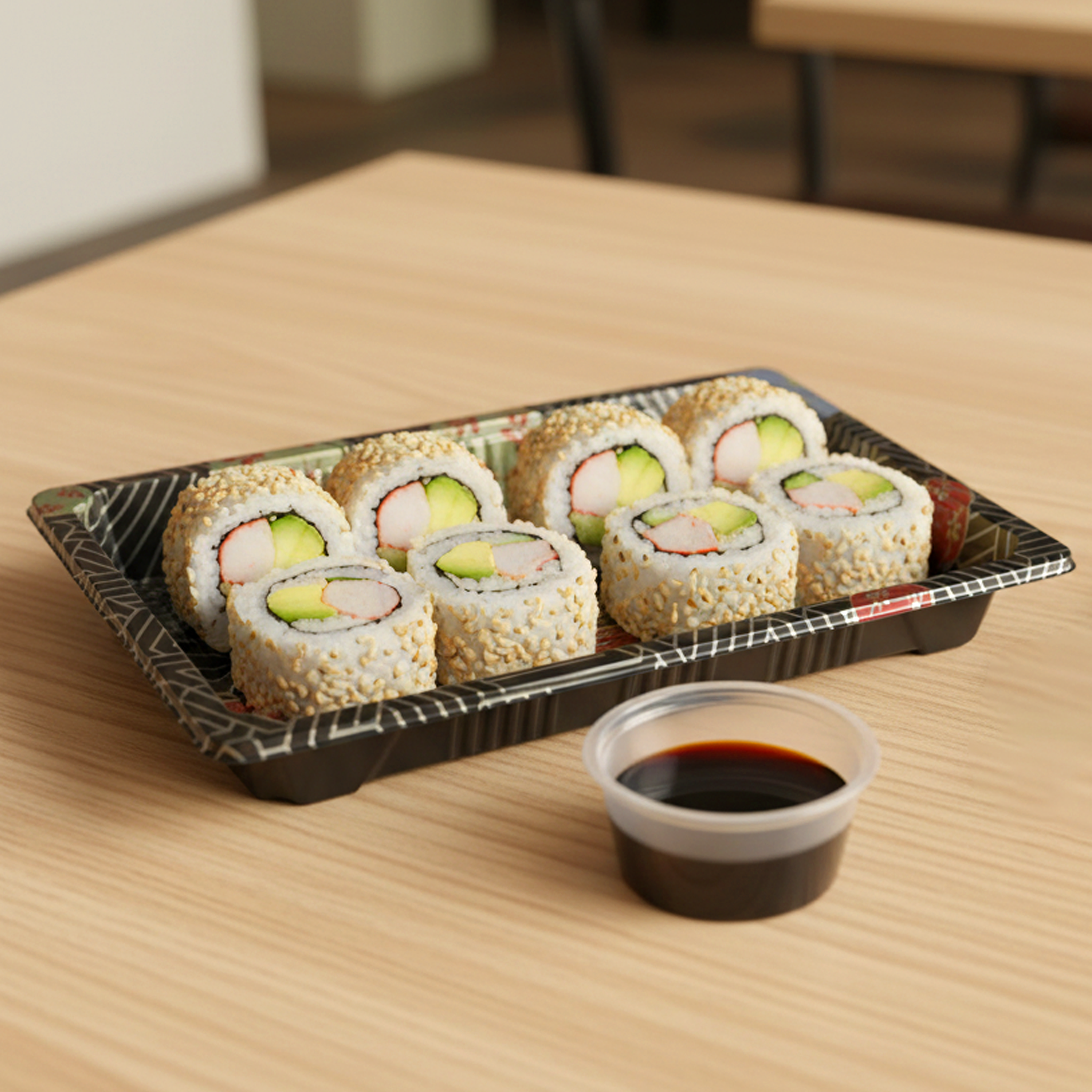 [1,200ct] PS Plastic 7 7/25" x 5 1/10" Sushi Tray Base with Lid | Black