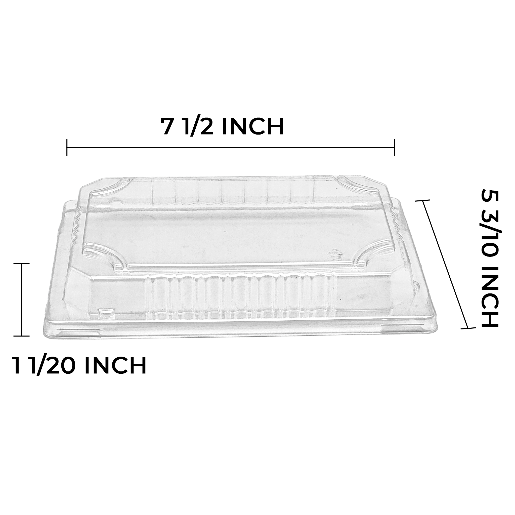 [1,200ct] PS Plastic 7 1/2" x 5 3/10" Sushi Tray Lid | Clear