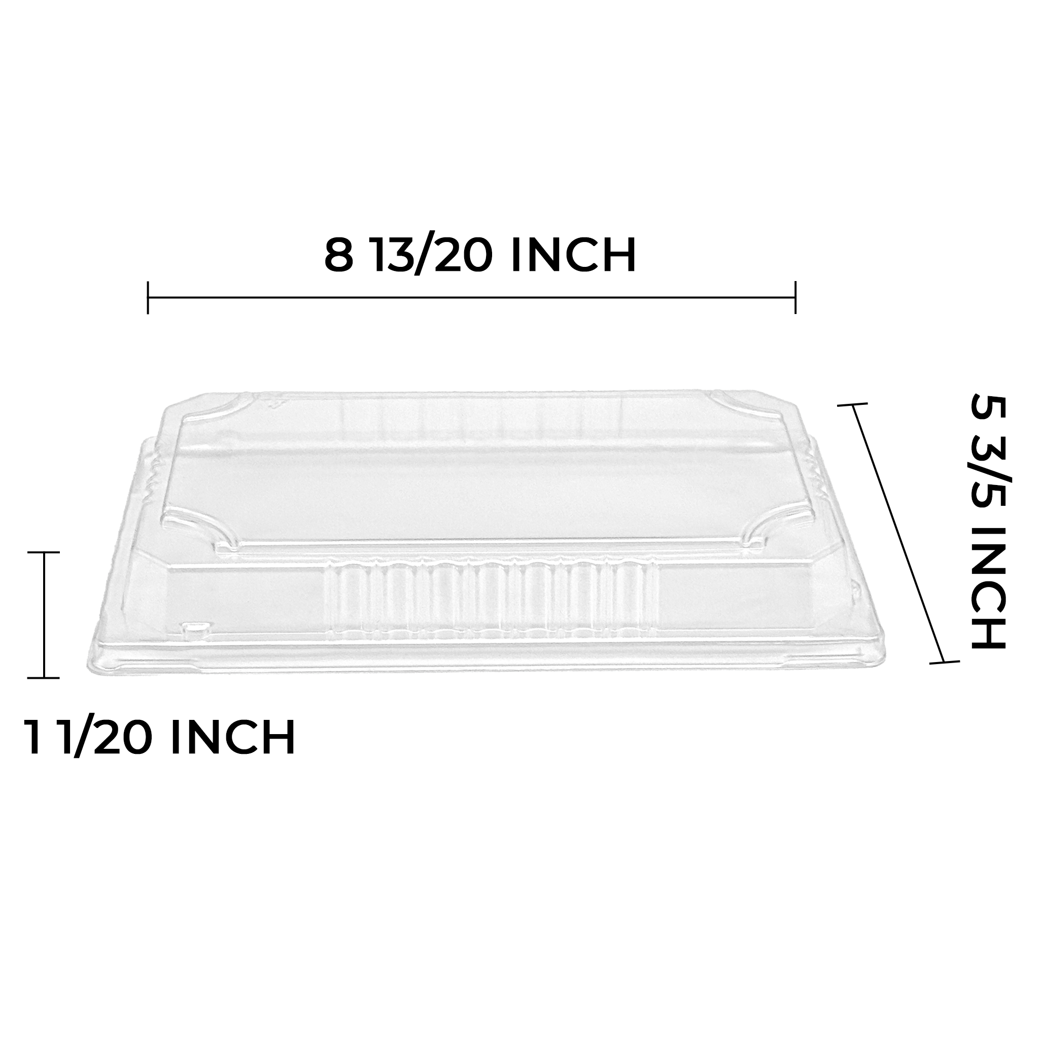 [1,000ct] PS Plastic 8 13/20" x 5 3/5" Sushi Tray Lid | Clear