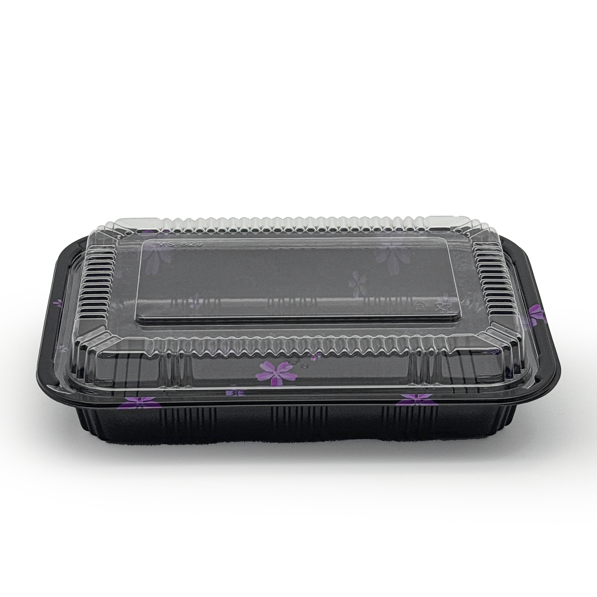 [400ct] 8 9/20" x 5 9/10" PS Plastic Rectangular Food Containers & Lids | Black