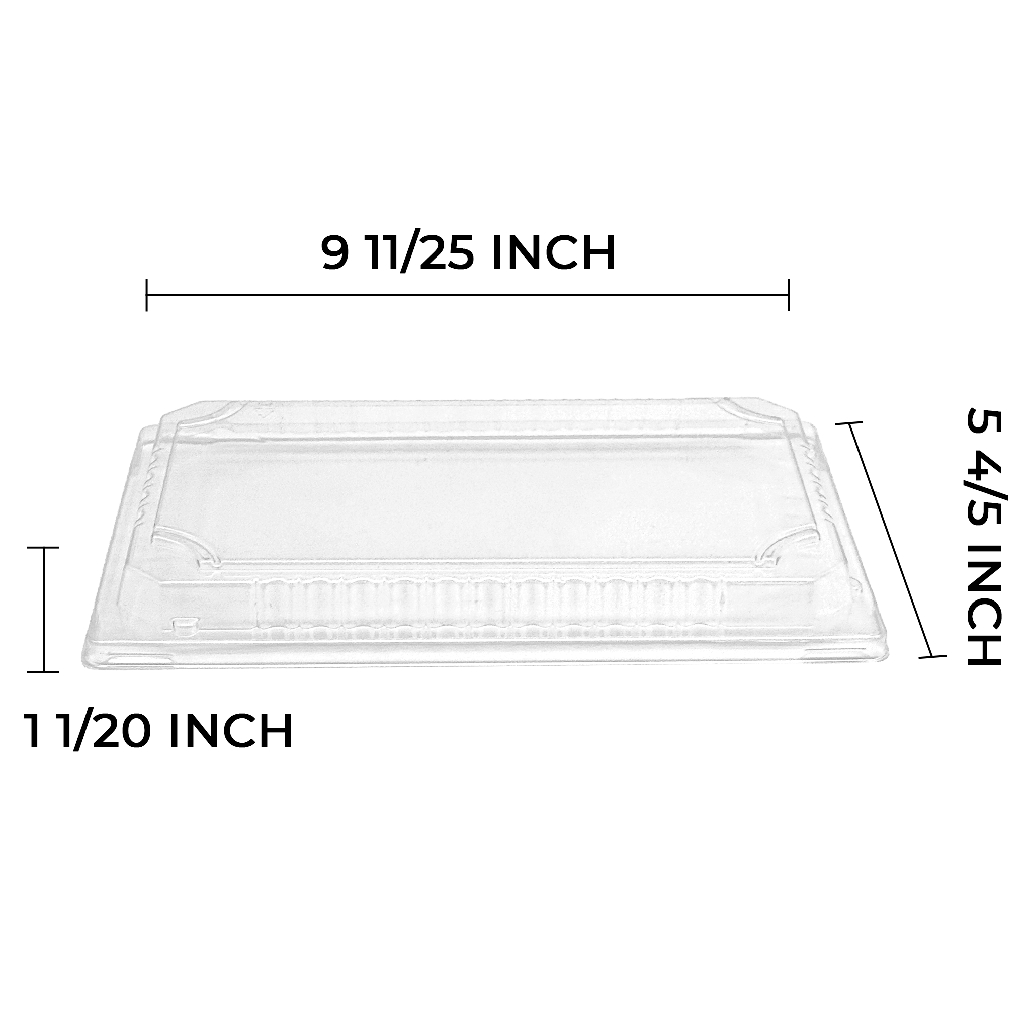 [800ct] PS Plastic 9 11/25" x 5 4/5" Sushi Tray Lid