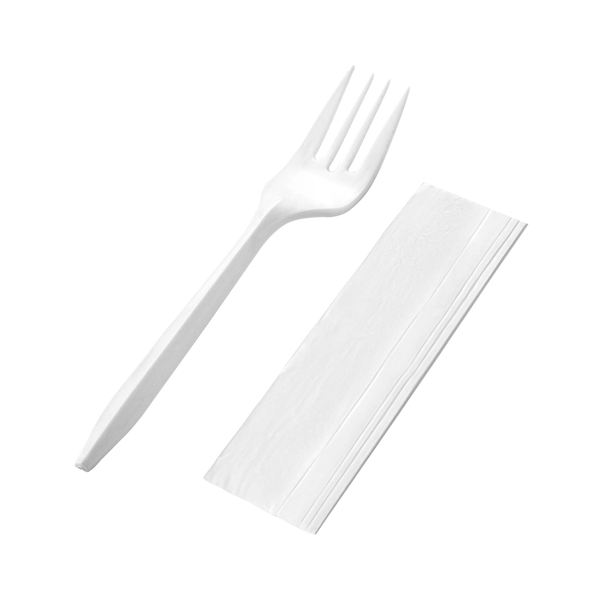 [1,000ct] PP Plastic Medium Weight Cutlery Kits(Fork,Napkin) | White