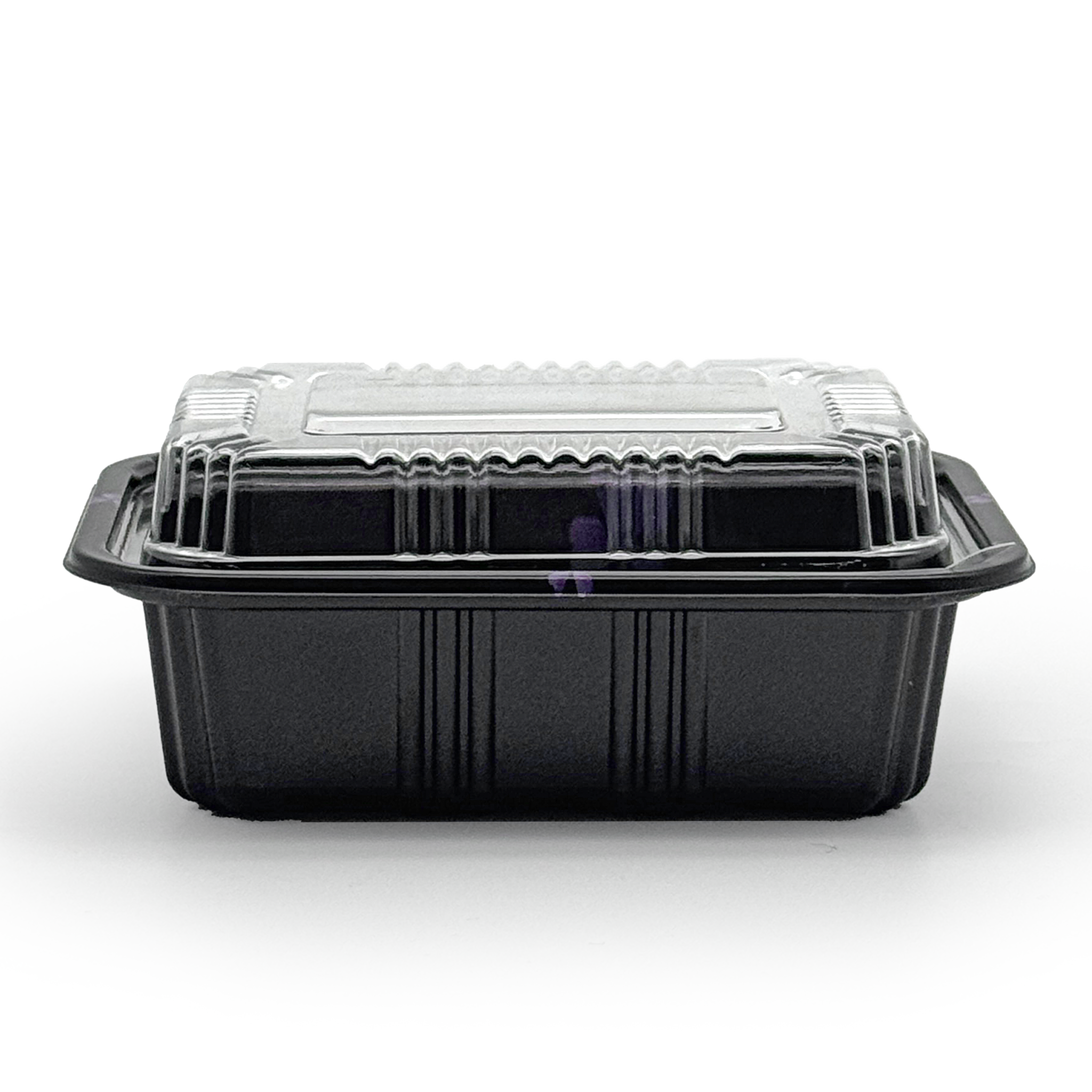 [600ct] 5 1/2" x 4 1/3" PS Plastic Rectangular Food Containers & Lids | Black