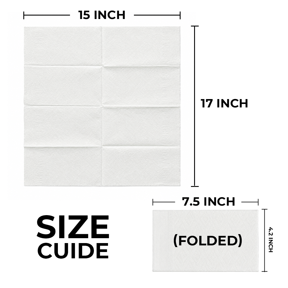 [3,000ct] 15" x 17" 1-Ply Dinner Napkins | 1/8 Fold | White