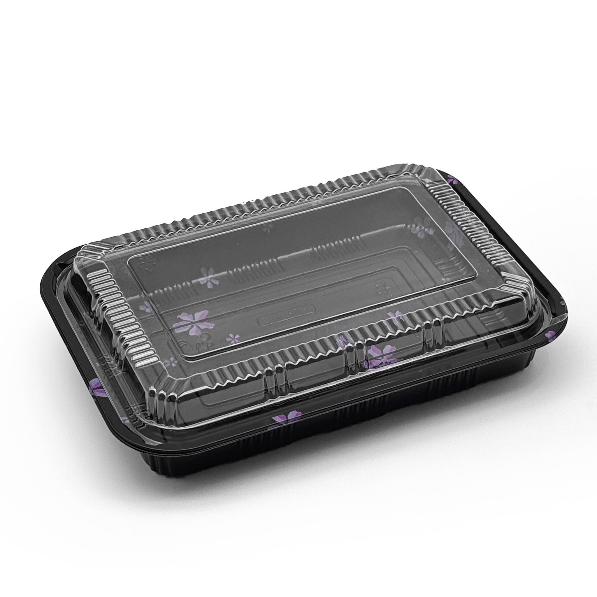 [300ct] 9 1/7" x 6 2/5" PS Plastic Rectangular Food Containers & Lids | Black