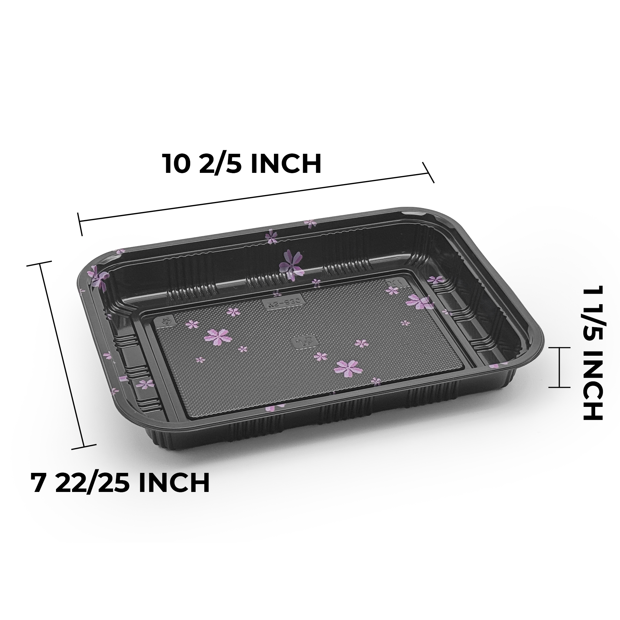 [200ct] 10 2/5" x 7 22/25" PS Plastic Rectangular Food Containers & Lids | Black