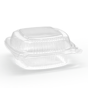 [240ct] 5''x 5.5'' PS Plastic Hinged Food Containers | Clear