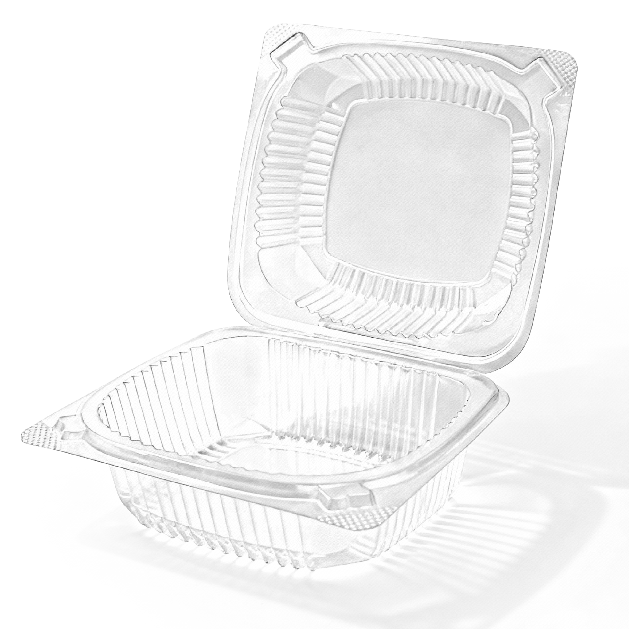 [240ct] 5''x 5.5'' PS Plastic Hinged Food Containers | Clear