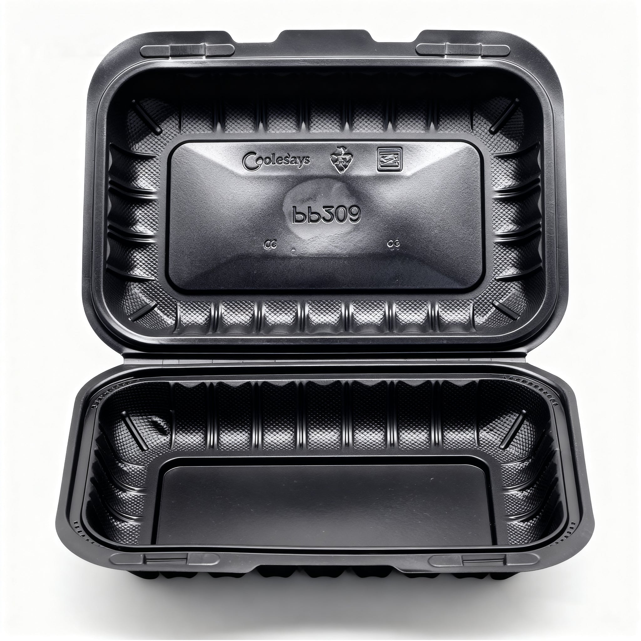 6" x 9" Mineral Filled Black PP Hinged Container - 150/Case