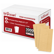 [3,000ct] 15" x 17" 2-Ply Premium Dinner Napkins | 1/8 Fold | Brown
