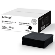 [1,000ct] 10" x 10"  2-Ply Beverage Napkins | 1/4 Fold | Black