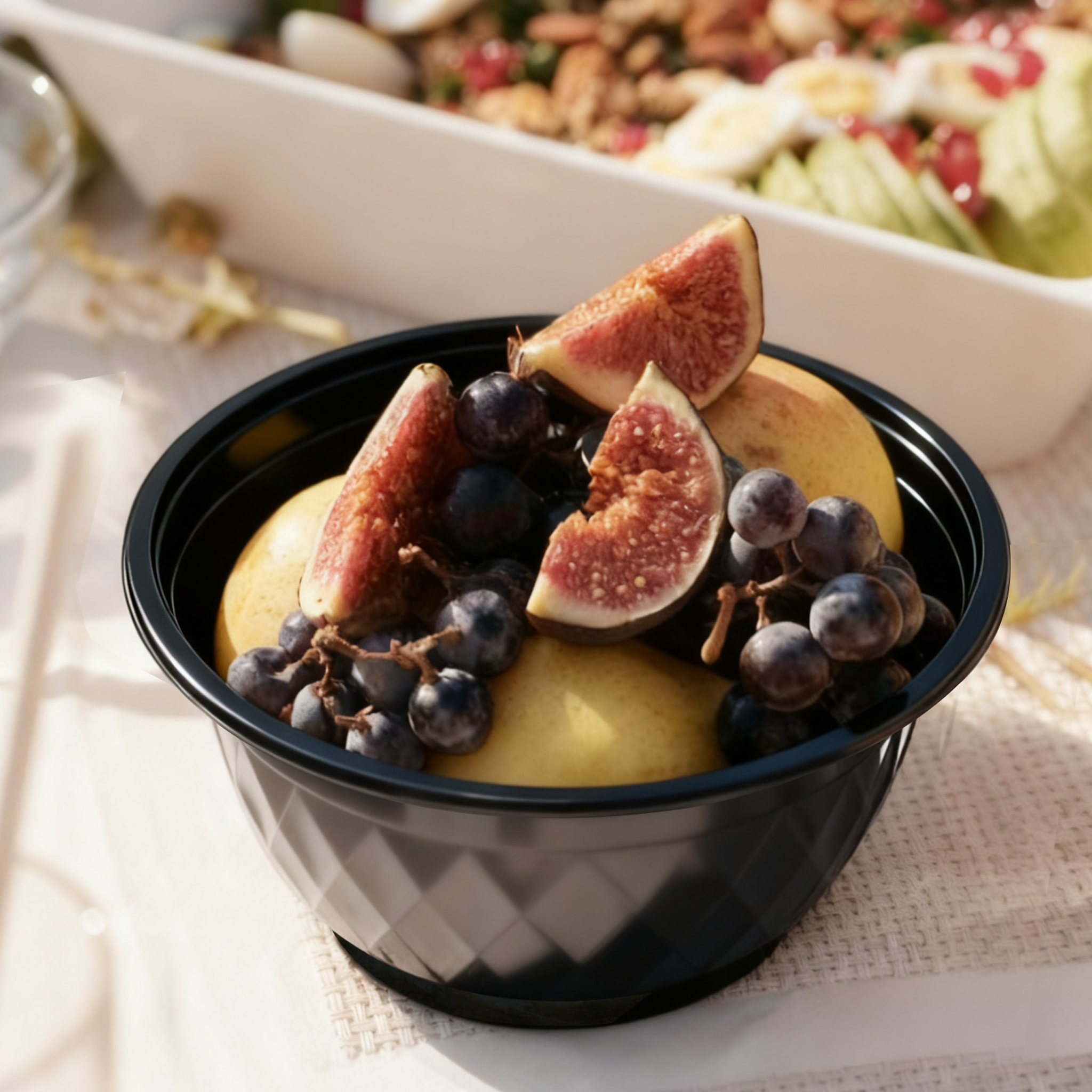 [150ct] 36 oz PP Plastic Microwaveable  Bowls & Lids | Round | Black