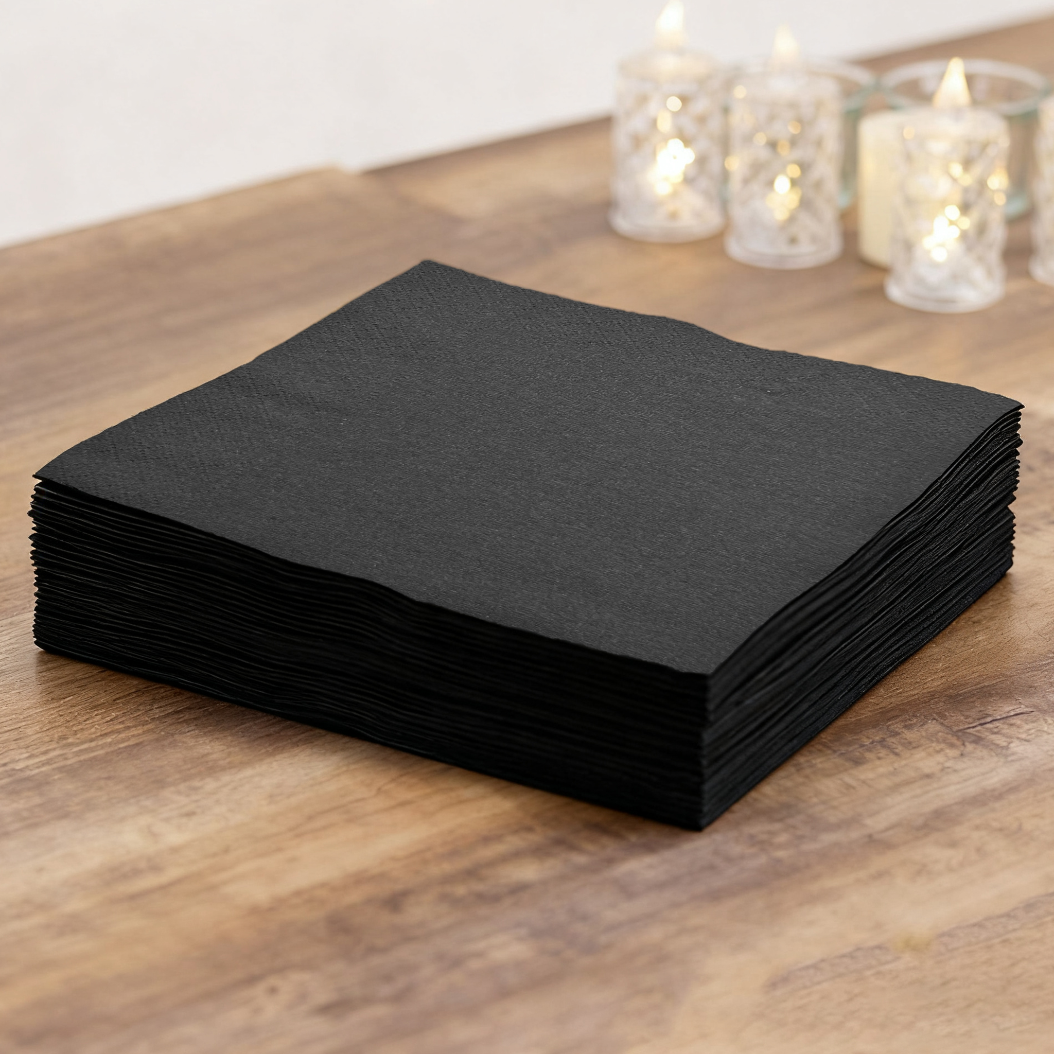 [1,000ct] 10" x 10"  2-Ply Beverage Napkins | 1/4 Fold | Black