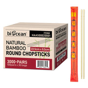 [3,000ct] 7.9" Red Paper Wrapped Bamboo Round Chopsticks