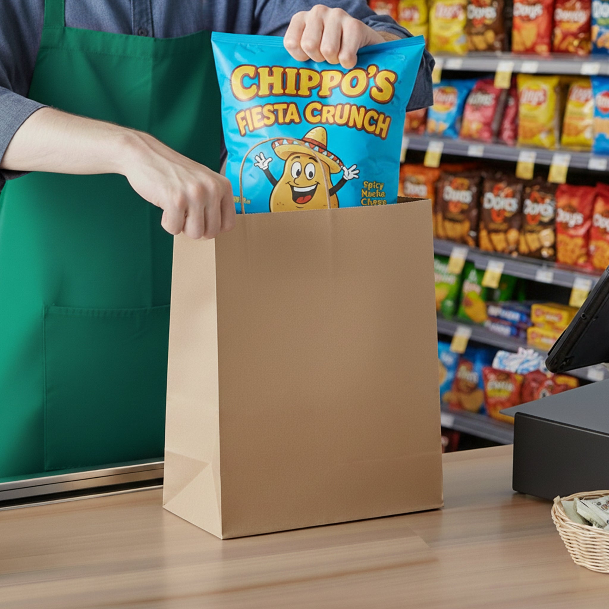 [250ct] 10" x 12"  x 6.7" Kraft Paper Shopping Bags with Handles | Natural