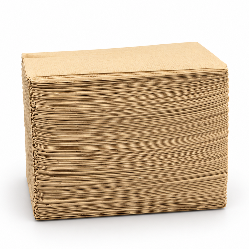 [3,000ct] 15" x 17" 2-Ply Premium Dinner Napkins | 1/8 Fold | Brown
