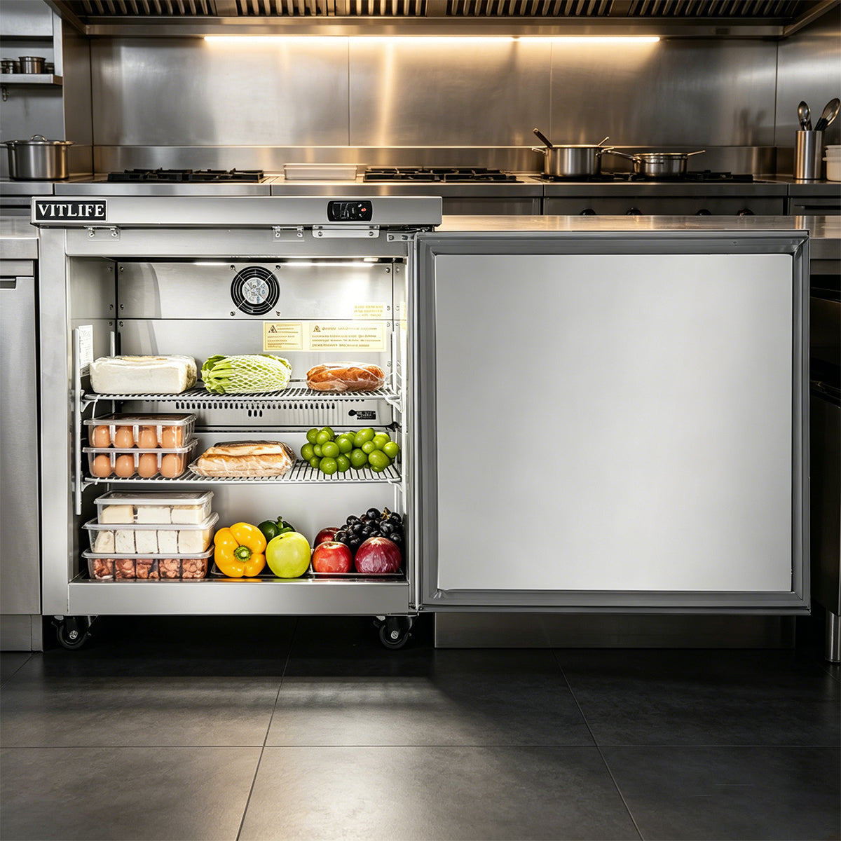 Vitlife Commercial VUC29R 29" 1-Solid Door Reach-In Undercounter Refrigerator, 6.7 cu. ft.