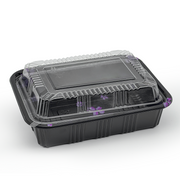 [550ct] 6 4/7" x 5" PS Plastic Rectangular Food Containers & Lids | Black