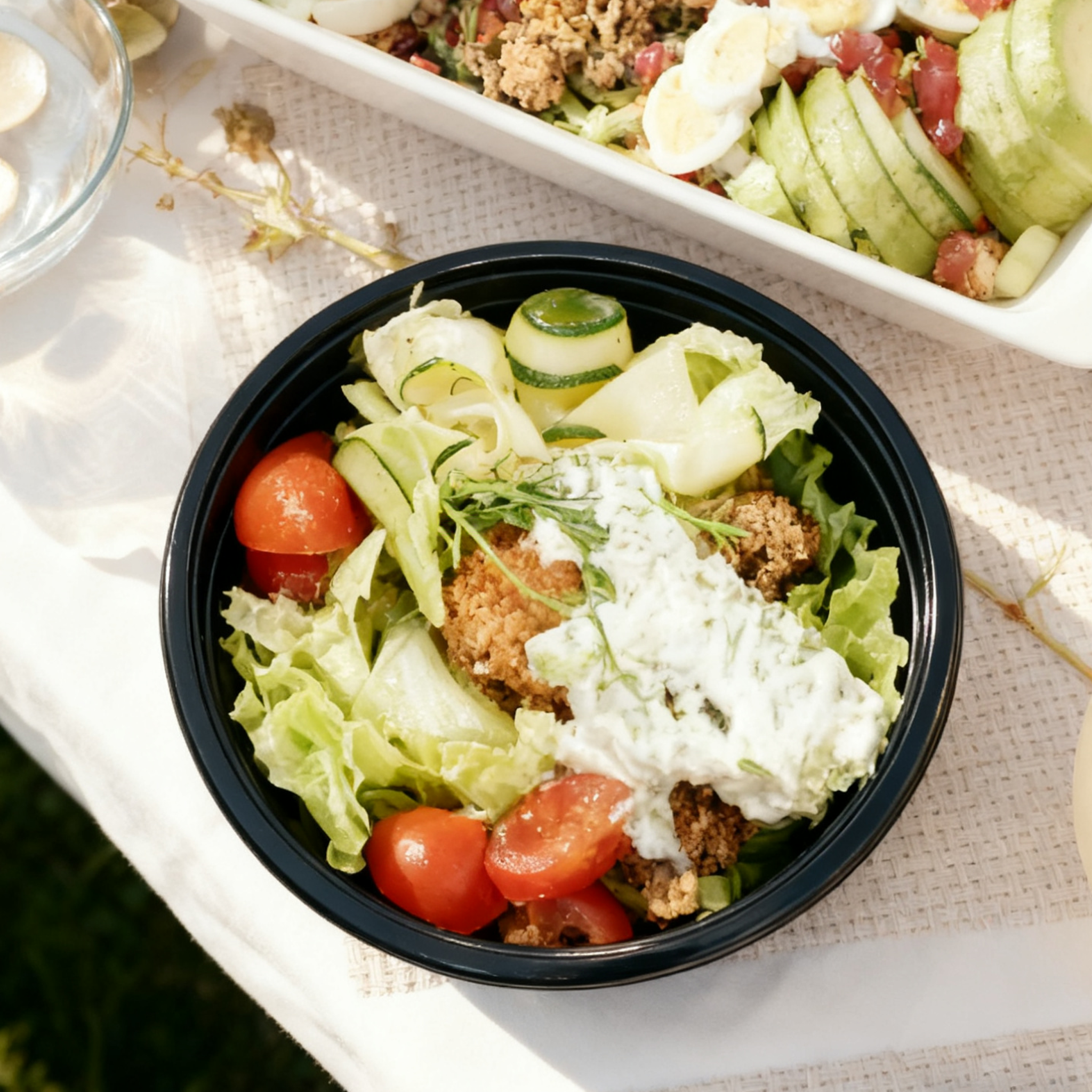 [150ct] 36 oz PP Plastic Microwaveable  Bowls & Lids | Round | Black