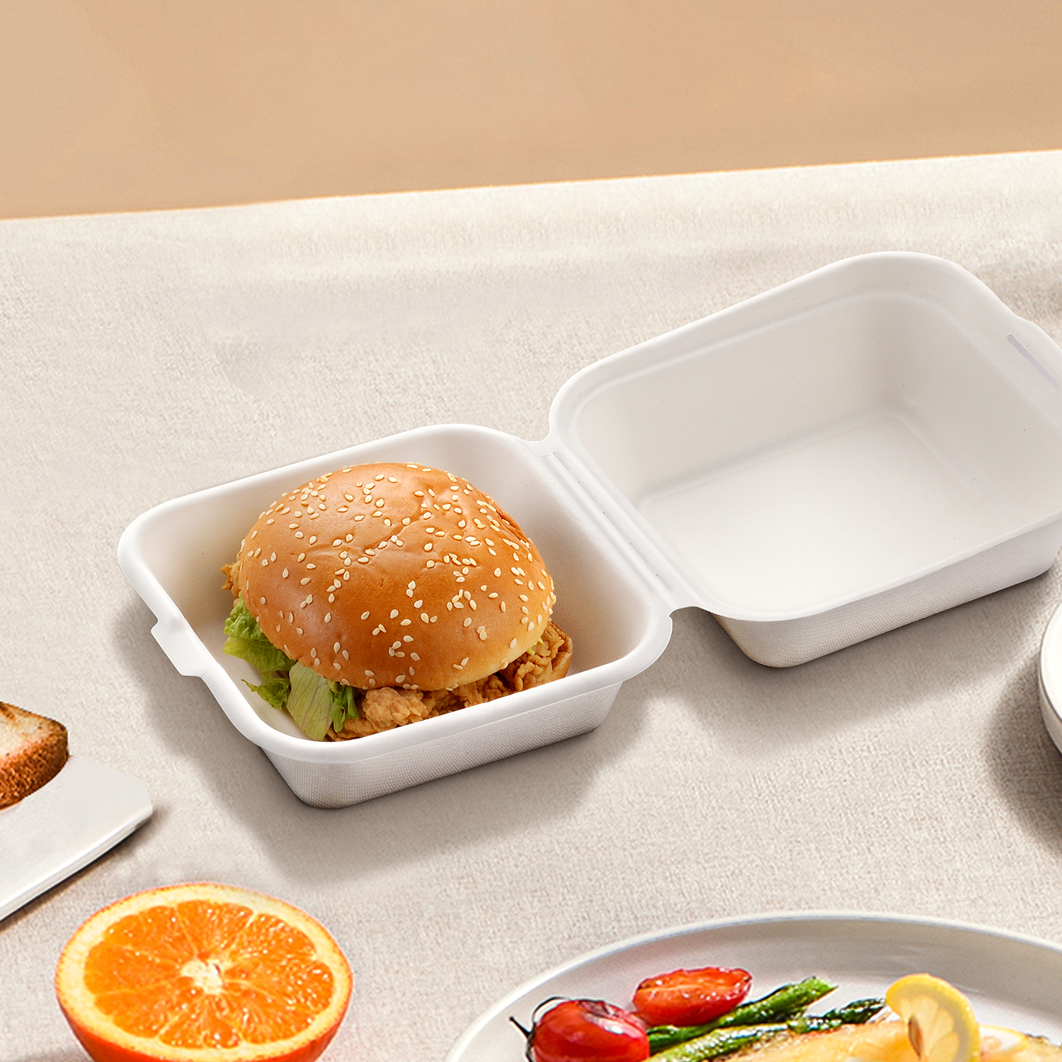 6" x 6" Sugarcane Bagasse Take-0ut Box- 500/Case