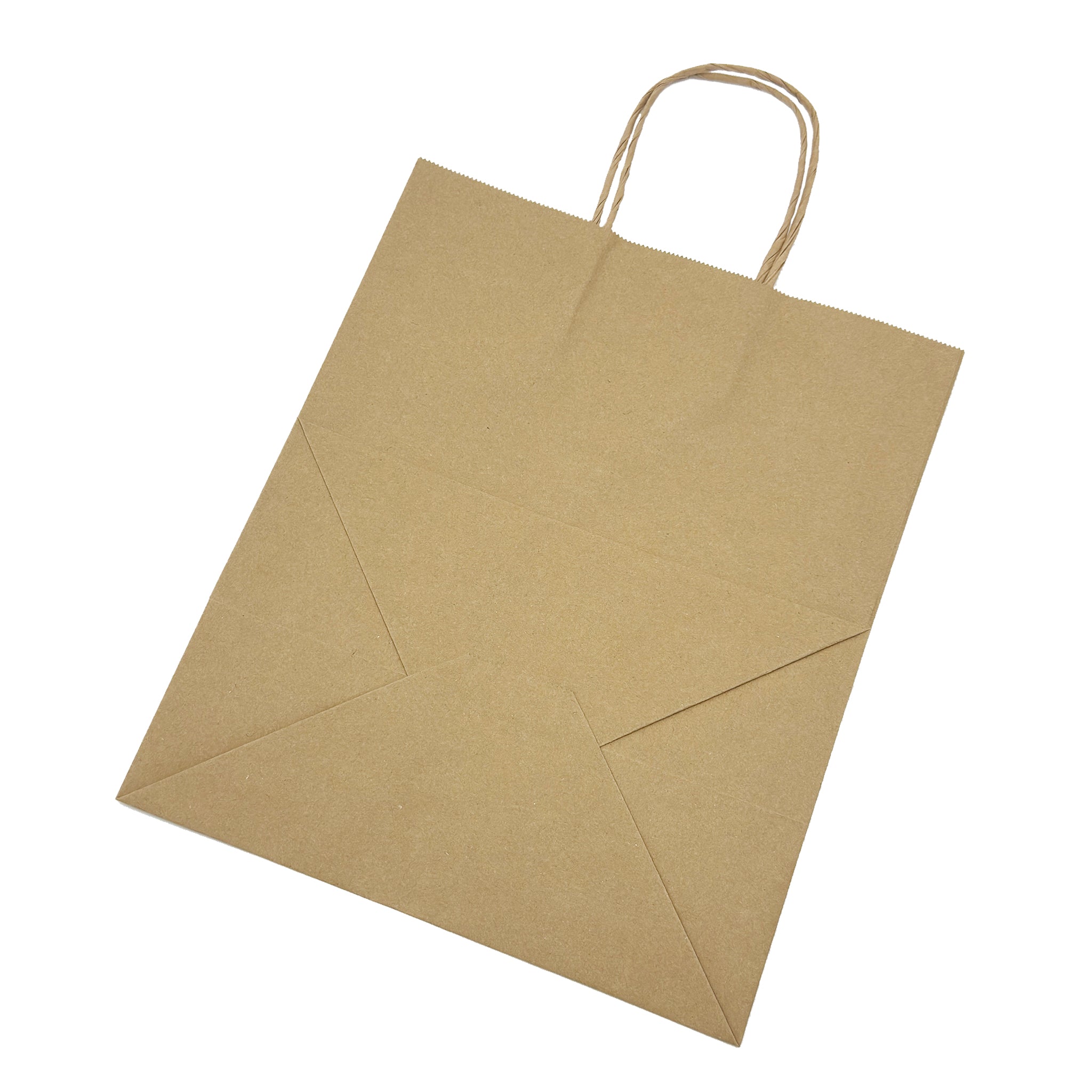 [250ct] 10" x 12"  x 6.7" Kraft Paper Shopping Bags with Handles | Natural