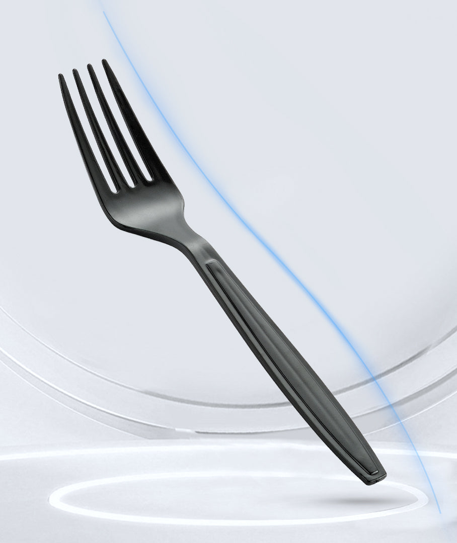 [1,000 ct] PS Plastic Heavy Weight  Forks | Black