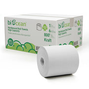 [6 Rolls] 7.8" Hardwound Roll Towels | White | 800'